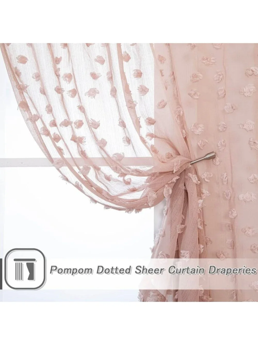 Boho Pink Sheer Curtains for Girls Room | Light Filtering Dusty Rose Drapes, 84